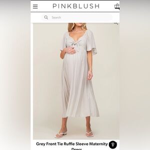 Pinkblush Light Gray Maternity Midi Dress